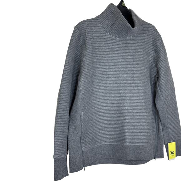 All in Motion Gray Funnel Neck Pullover Sweatshirt XXL Ribbed Stretch Knit NWT - Picture 2 of 14